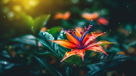 Beautiful orange flower in the garden with bokeh background.の素材