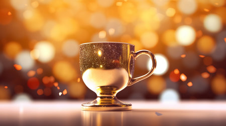 Cup of coffee with bokeh background, 3d renderの素材