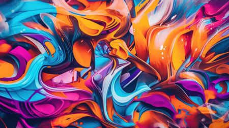 Colorful abstract background of flowing liquid paint. Liquid marble pattern.の素材