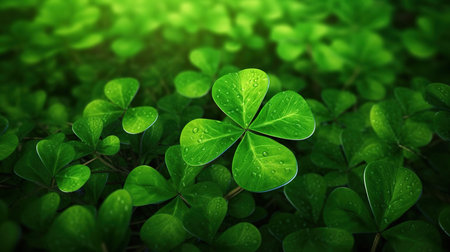 Green clover leaves background. St.Patrick's Day.の素材