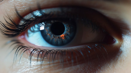 Close-up of human eye with blue iris. 3D renderingの素材