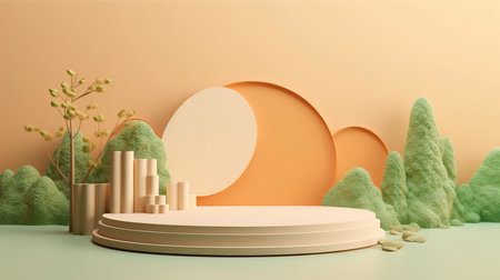 3d rendering of minimal geometric forms. Glossy podium for product presentation.の写真素材