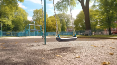 Swing on the playground in the park. 3d rendering.の素材