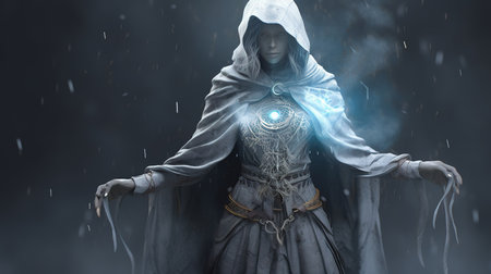 Mysterious woman in a fantasy world. 3D rendering.の素材
