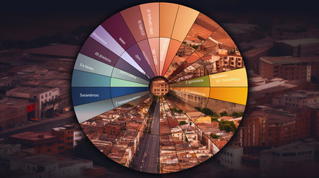 Color palette guide in the shape of a city. The concept of travel and tourismの素材