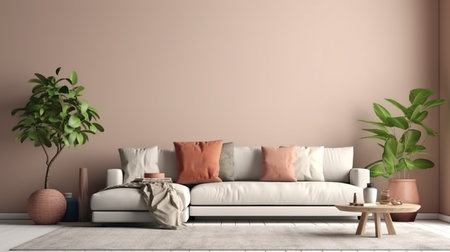 interior with sofa. 3d illustration. scandinavian styleの素材