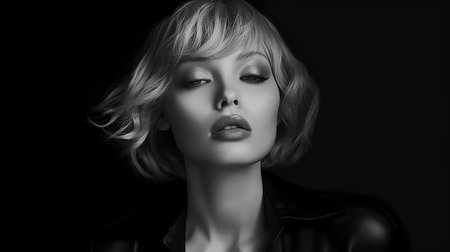Fashion portrait of beautiful blonde woman with classic make-up.の素材