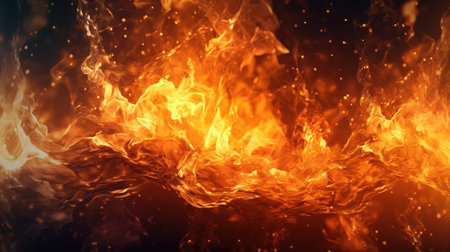 Fire flames on a black background. 3d rendering, 3d illustration.の素材