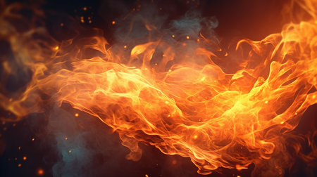 Fire flames on black background. Design element. 3D illustration.の素材