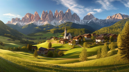 Panoramic view of Dolomites mountain range, Italy.の素材