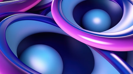 3d rendering of abstract colorful background with smooth wavy lines in blue and purple colorsの素材