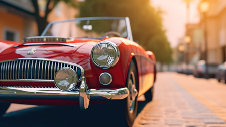 Classic car on the street of the old town. Retro style.の素材