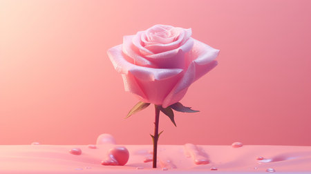 pink rose on pink background, valentine's day conceptの素材