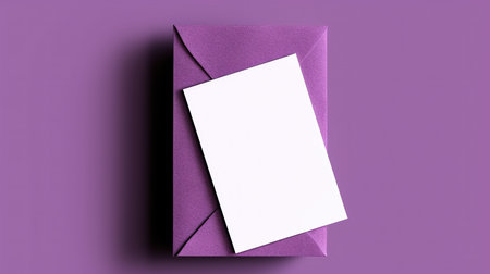 Envelope with blank card on purple background. 3d renderingの素材