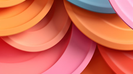 3d illustration of colorful abstract background with concentric circles in pink and orangeの素材