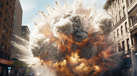 Fireworks exploding in the streets of Boston, Massachusetts, USA.の素材