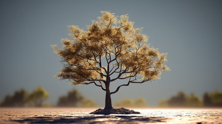 Tree in the desert. 3d render. Conceptual image.の素材