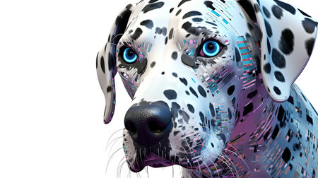 Digital Illustration of a Dalmatian Retriever with Blue Eyesの素材