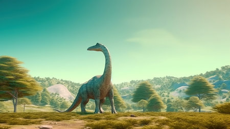 Dinosaur Stegosaurus in a natural environment. 3d renderの素材