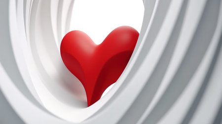 3d illustration of red heart over white background. valentines day conceptの素材