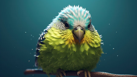 Budgerigar parrot sitting on a perch.の素材
