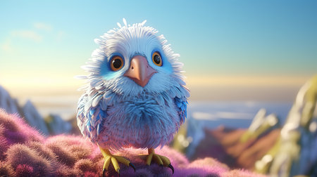 Owl on the background of the blue sky. 3d renderの素材