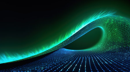 Futuristic technology wave background for business or technology presentation. Vector illustrationの素材