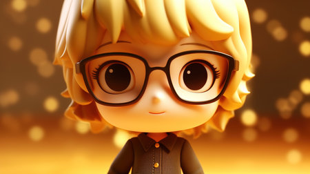 Illustration of a cute little boy wearing eyeglasses. 3d rendering.の素材