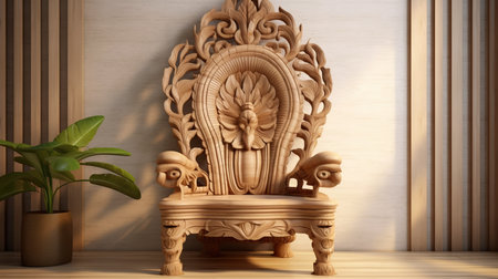 Wooden chair in the living room. 3d render image.の素材