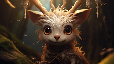 Fairy tale character in the forest. 3d illustration. Fairy tale.の素材