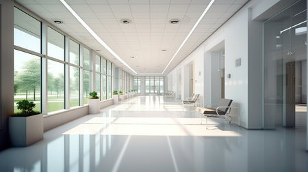 Interior of a modern office building. 3D Rendering.の素材