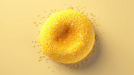 3d render of a yellow hat with grains on a yellow backgroundの素材