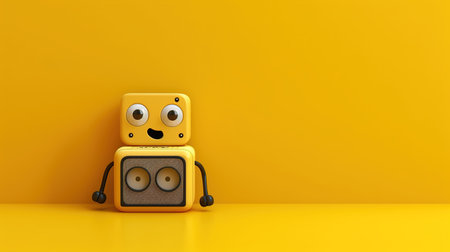 3d rendering of a yellow robot standing on a yellow background.の素材
