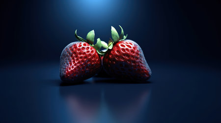 Strawberries on a dark background. 3d rendering, 3d illustration.の素材