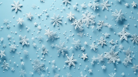 Snowflakes on blue background. Christmas and New Year concept.の素材