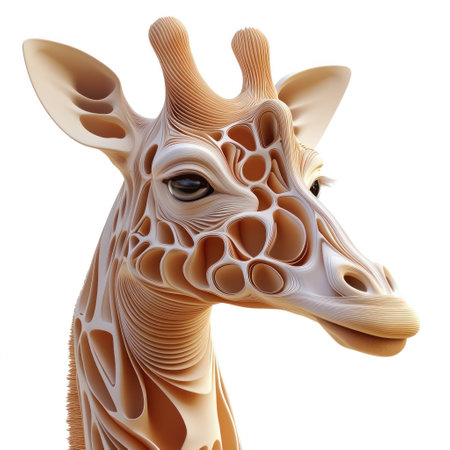 giraffe head isolated on white background. 3d illustration.の素材