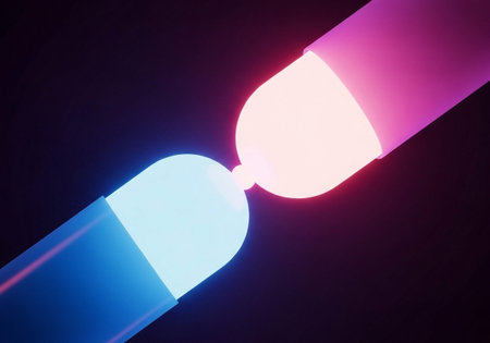 Vibrant neon light beam with glowing energy effect in dark abstract futuristic composition