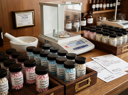 Collection of handcrafted herbal and oil soap bars on wooden table in small workshop with tools and ingredients