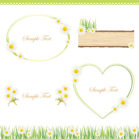 white daisy frameのイラスト素材