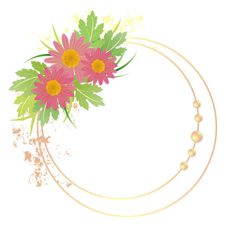 pink daisy frameのイラスト素材
