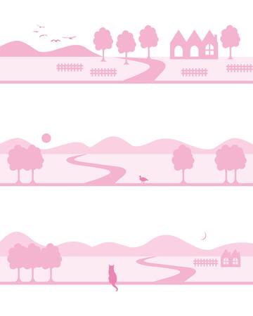 cute town silhouetteのイラスト素材