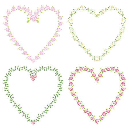 rose heart setのイラスト素材