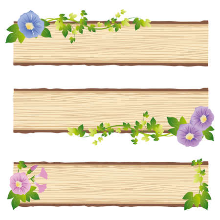 morning glory wood panelのイラスト素材