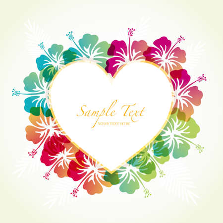 heart frame with hibiscusのイラスト素材