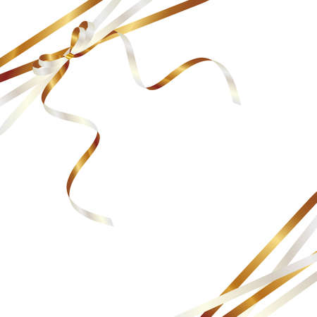 white and gold ribbon backgroundのイラスト素材