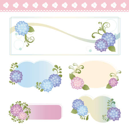 set of hydrangea frameのイラスト素材