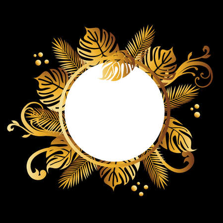 vector background of golden monsteraのイラスト素材