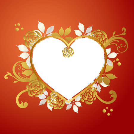 heart frame with roses backgroundのイラスト素材
