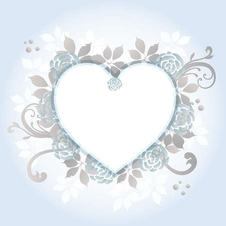 heart frame with roses backgroundのイラスト素材