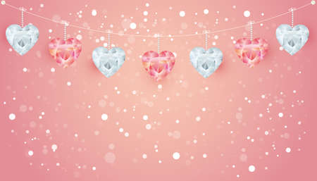 Background with heart ornaments and glitterのイラスト素材